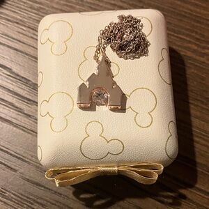 Disney Gold Plated Castle Pendant Necklace